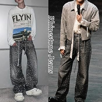 パンツ \"Glitter Swag Baggy Denim\" Y2K archive Y2k Baggy Jeans Men Hip Hop Skater Pants Grunge Wide Leg